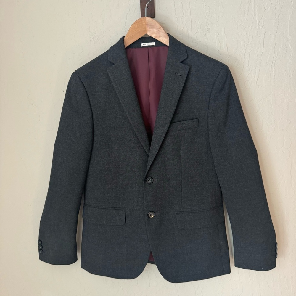 JOSEPH ABBOUD Boys 2 Button Blazer Charcoal Grey Wrinkle Resistant Size 14 - Picture 12 of 16